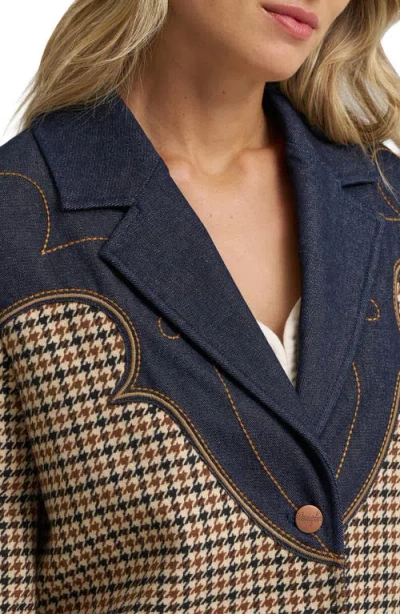 Wrangler Houndstooth Cotton Blazer In Multi