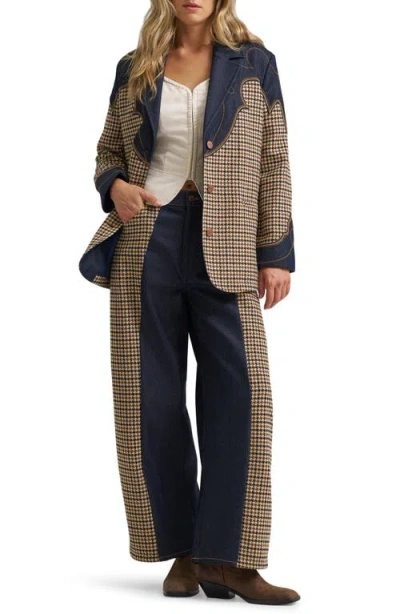 Wrangler Houndstooth Cotton Blazer In Multi