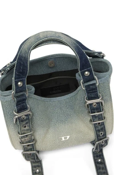 Diesel ® D-one Small Denim Top Handle Bag In Medium Blue