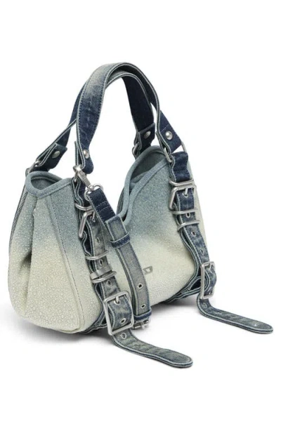 Diesel ® D-one Small Denim Top Handle Bag In Medium Blue