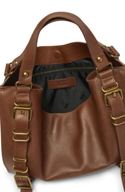 Diesel ® D-one Leather Top Handle Bag In Brown