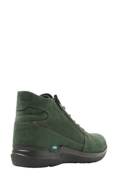 Wolky Why Leather Bootie In Primal Green