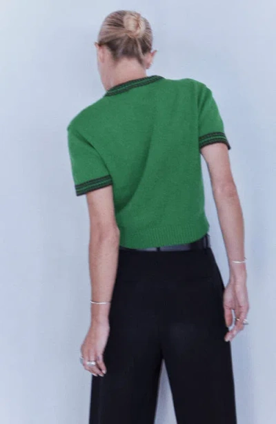 Mango Short Sleeve Sweater In Green