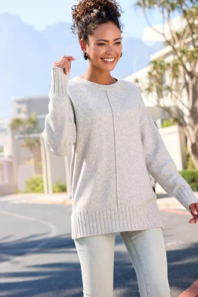 Lascana Oversized Basic Sweater In Silver
