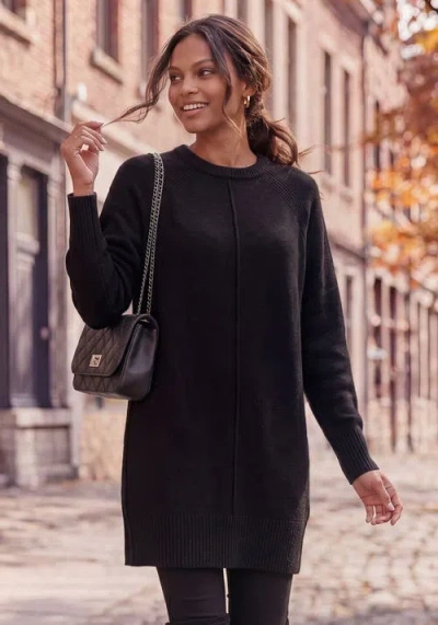 Lascana Basic Tunic Sweater In Black