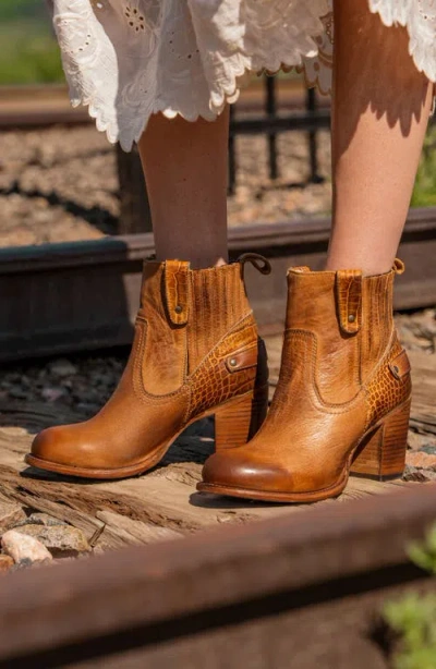 Freebird Bowin Leather Bootie In Tan Croco Multi