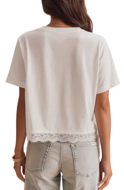 Splendid Lainey Lace Trim Jersey Tee In Shell