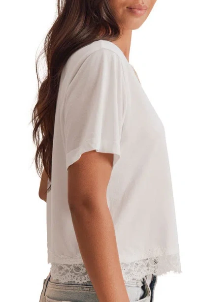 Splendid Lainey Lace Trim Jersey Tee In Shell