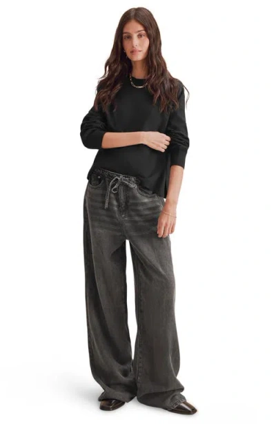 Splendid Winslow Raglan Sweatshirt In Black