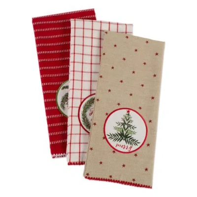 Dii Noel Embellished Assorted Dishtowel Set/3 In Noel