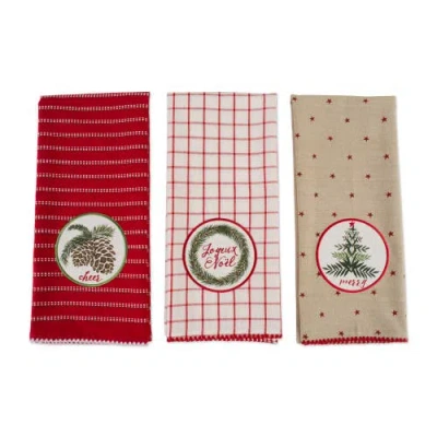 Dii Noel Embellished Assorted Dishtowel Set/3 In Noel
