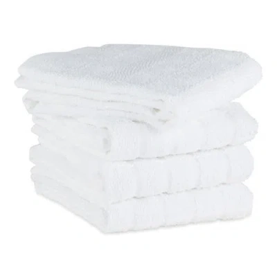 Dii Solid Windowpane Terry Dishtowel Set/4 In White