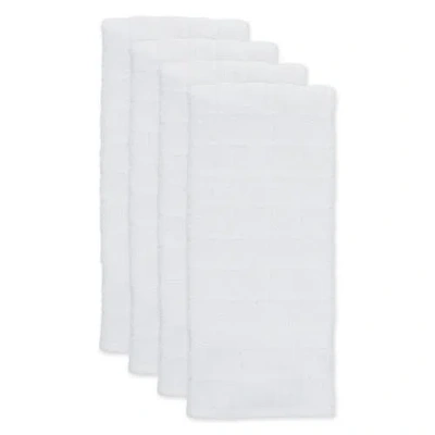 Dii Solid Windowpane Terry Dishtowel Set/4 In White