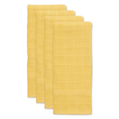 Dii Solid Windowpane Terry Dishtowel Set/4 In Yellow