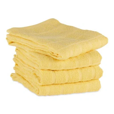 Dii Solid Windowpane Terry Dishtowel Set/4 In Yellow