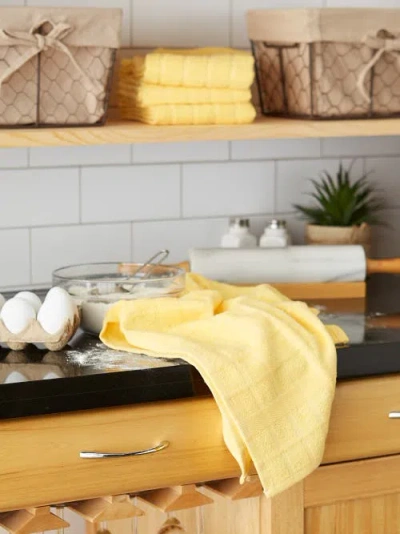 Dii Solid Windowpane Terry Dishtowel Set/4 In Yellow