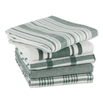 Dii Everyday Mixed Basic Dishtowel Set/5 In Dark Green