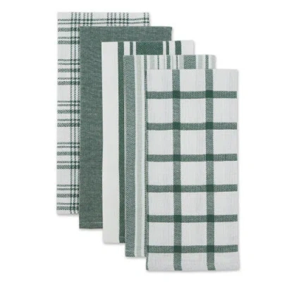 Dii Everyday Mixed Basic Dishtowel Set/5 In Dark Green