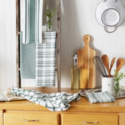 Dii Everyday Mixed Basic Dishtowel Set/5 In Dark Green