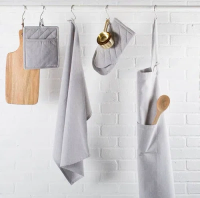 Dii Solid Chambray Dishtowel Set/3 In Gray