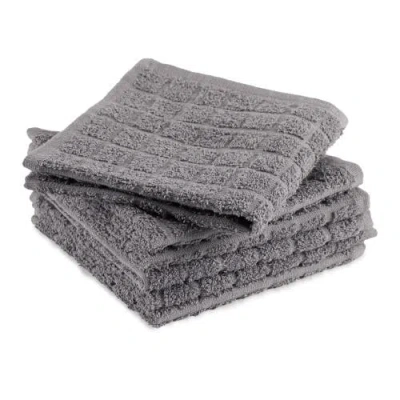Dii Solid Windowpane Terry Dishcloth Set/6 In Gray