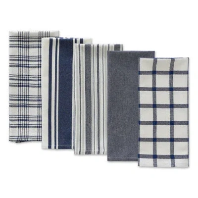 Dii Everyday Mixed Basic Dishtowel Set/5 In Nautical Blue