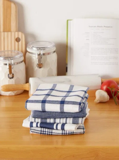 Dii Everyday Mixed Basic Dishtowel Set/5 In Nautical Blue