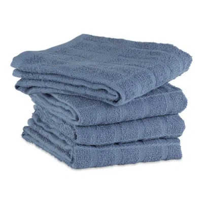 Dii Solid Windowpane Terry Dishtowel Set/4 In Stonewash Blue