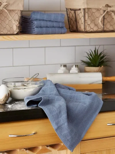 Dii Solid Windowpane Terry Dishtowel Set/4 In Stonewash Blue