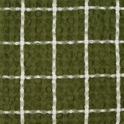 Dii Windowpane Oversized Washed Waffle Dishtowel Set/2 In Sage