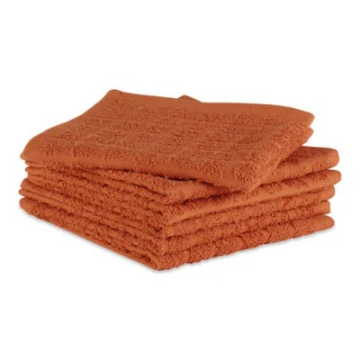 Dii Solid Windowpane Terry Dishcloth Set/6 In Spice