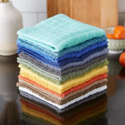 Dii Solid Windowpane Terry Dishcloth Set/6 In Spice
