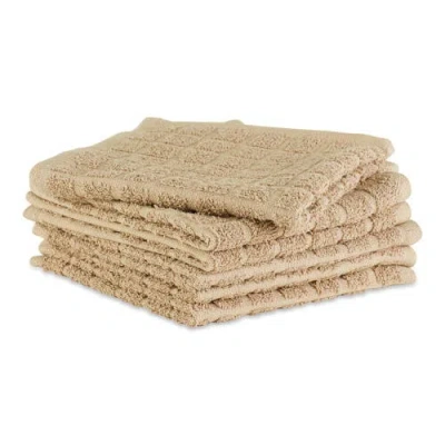 Dii Solid Windowpane Terry Dishcloth Set/6 In Beige