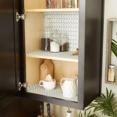 Dii Herringbone Print Reusable Shelf Liner Set/2 In Gray