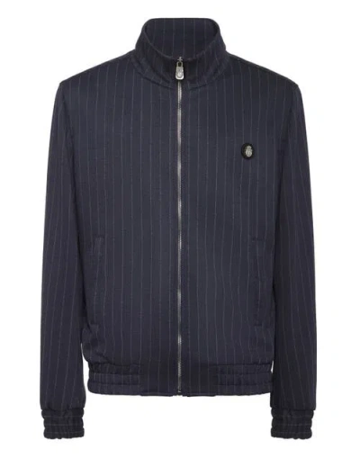 Billionaire Pinstriped Polyester Bomber Jacket In Multi
