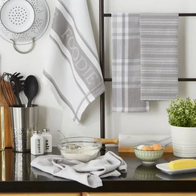 Dii Granite Assorted Gourmet Kitchen Dishtowel Set/4 In Granite
