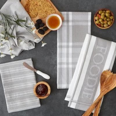 Dii Granite Assorted Gourmet Kitchen Dishtowel Set/4 In Granite