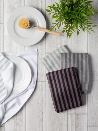 Dii Gray Stripe Microfiber Towel Set/4 In Gray
