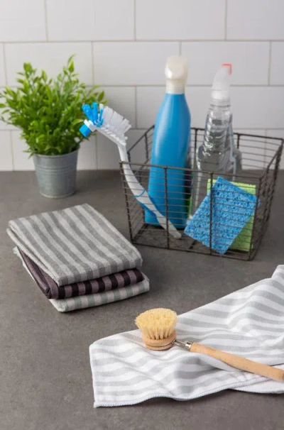 Dii Gray Stripe Microfiber Towel Set/4 In Gray