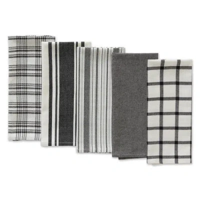 Dii Everyday Mixed Basic Dishtowel Set/5 In Black
