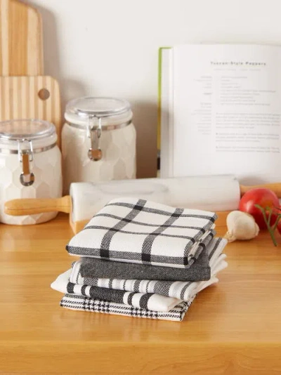 Dii Everyday Mixed Basic Dishtowel Set/5 In Black