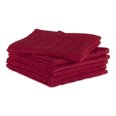 Dii Terry Windowpane Combo Dishcloth Set/6 In Wine