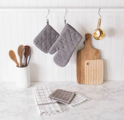 Dii Terry Windowpane Combo Dishcloth Set/6 In Gray