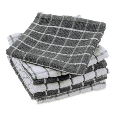 Dii Terry Windowpane Combo Dishcloth Set/6 In Gray