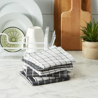 Dii Terry Windowpane Combo Dishcloth Set/6 In Gray