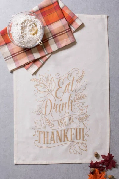 Dii Asst Check Fall Be Thankful Printed Dishtowel Set/2 In Be Thankful