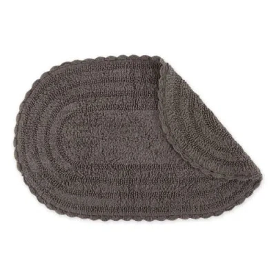Dii Oval Crochet Bath Mat In Gray