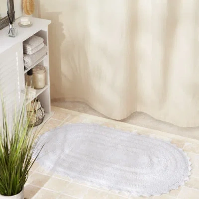 Dii Oval Crochet Bath Mat In White