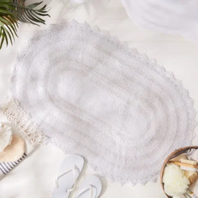 Dii Oval Crochet Bath Mat In White