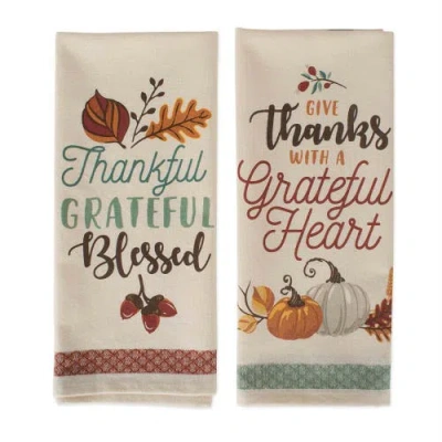 Dii Asst Grateful Fall Printed Dishtowel Set/2 In Grateful Fall